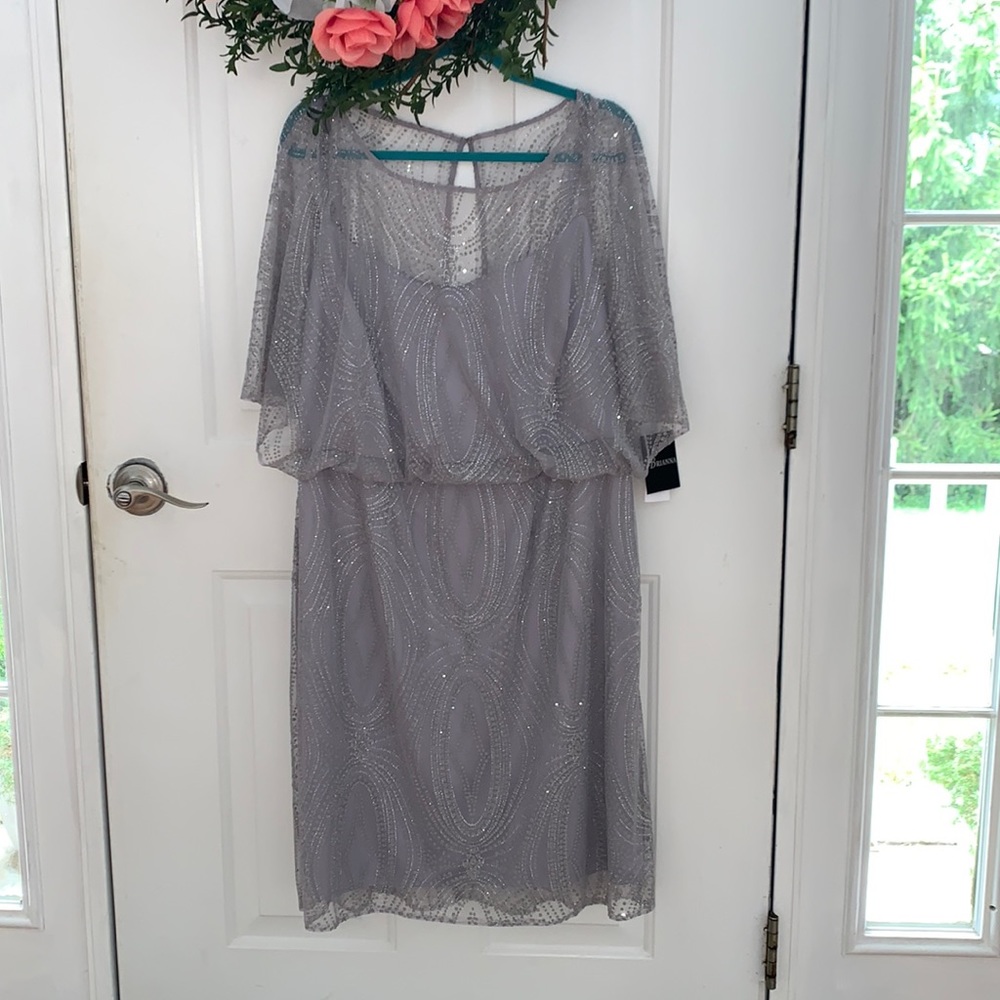 Beautiful special occasion silver dress. 16w